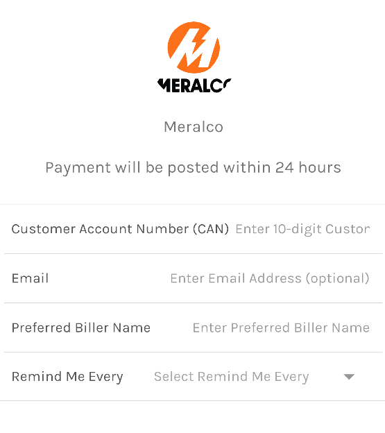 GCash Meralco bill