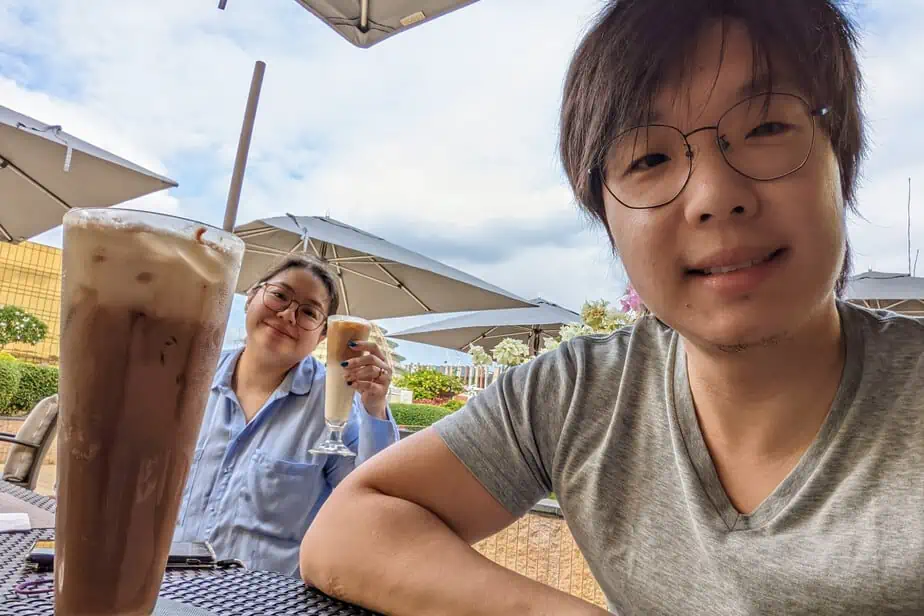 husband and wife coffee selfie