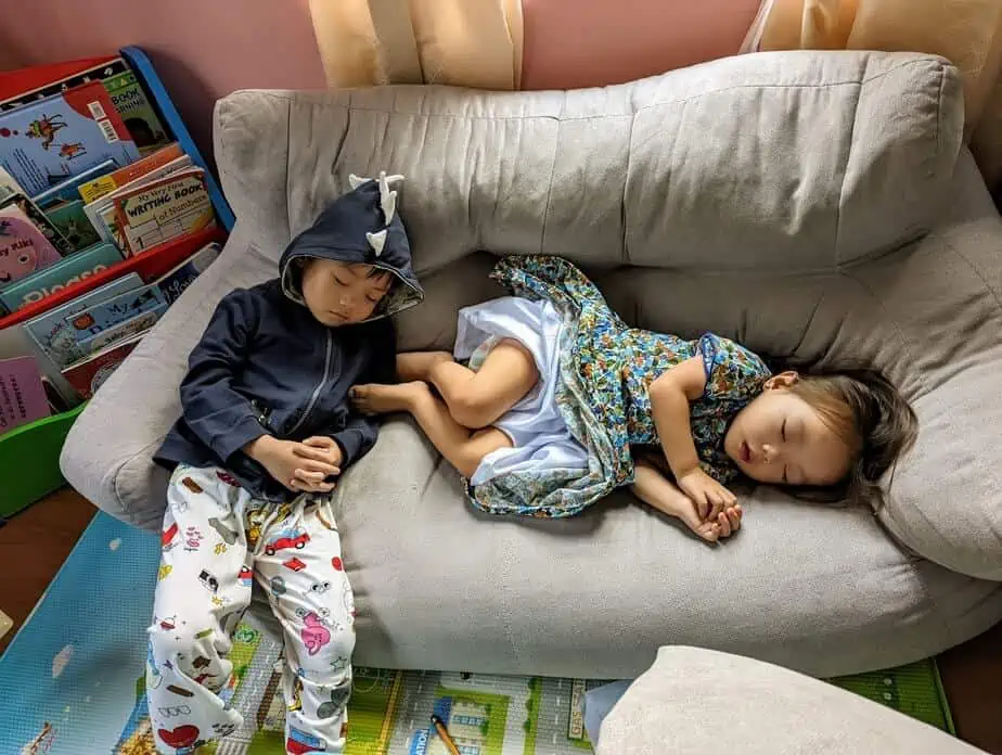 two kids sleeping