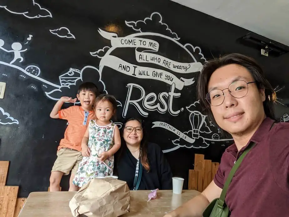 family in a coffee shop