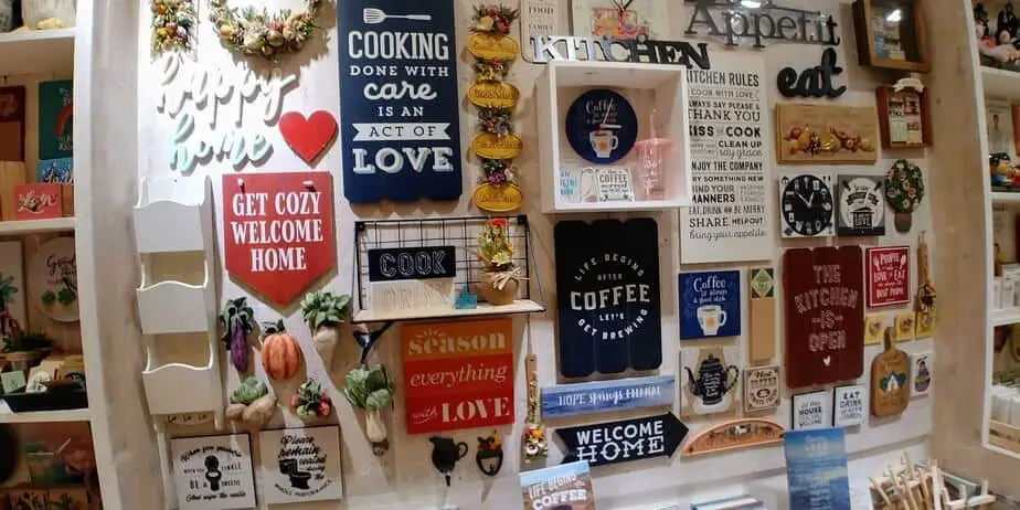 Wall of home decorations