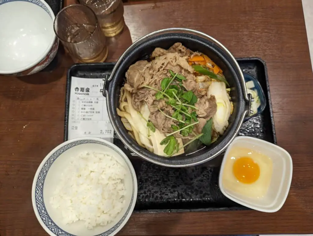 What to do in Osaka for a day? Yoshinoya Sukiyaki Meal