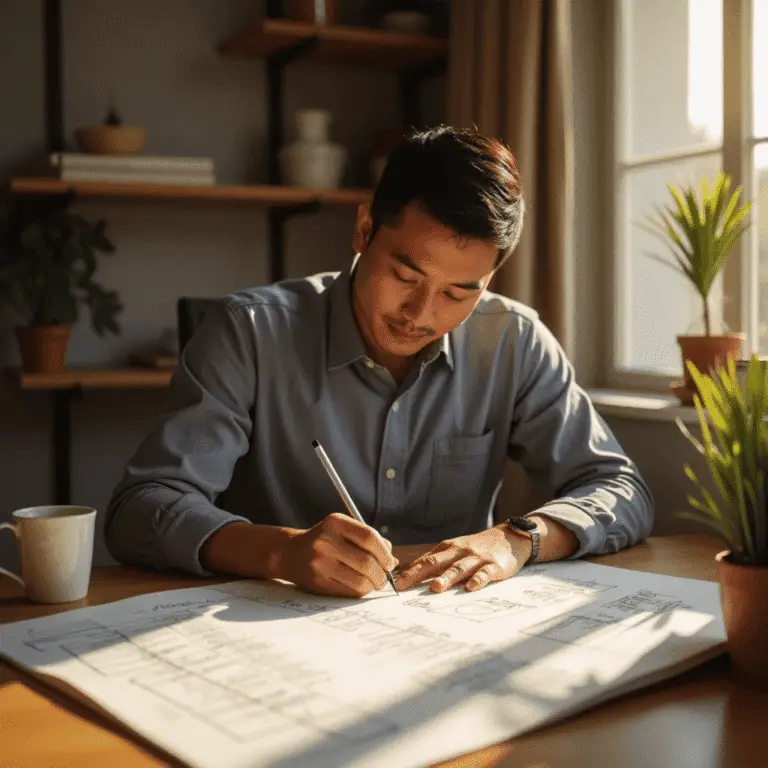 Dad writing a blueprint for his family.
